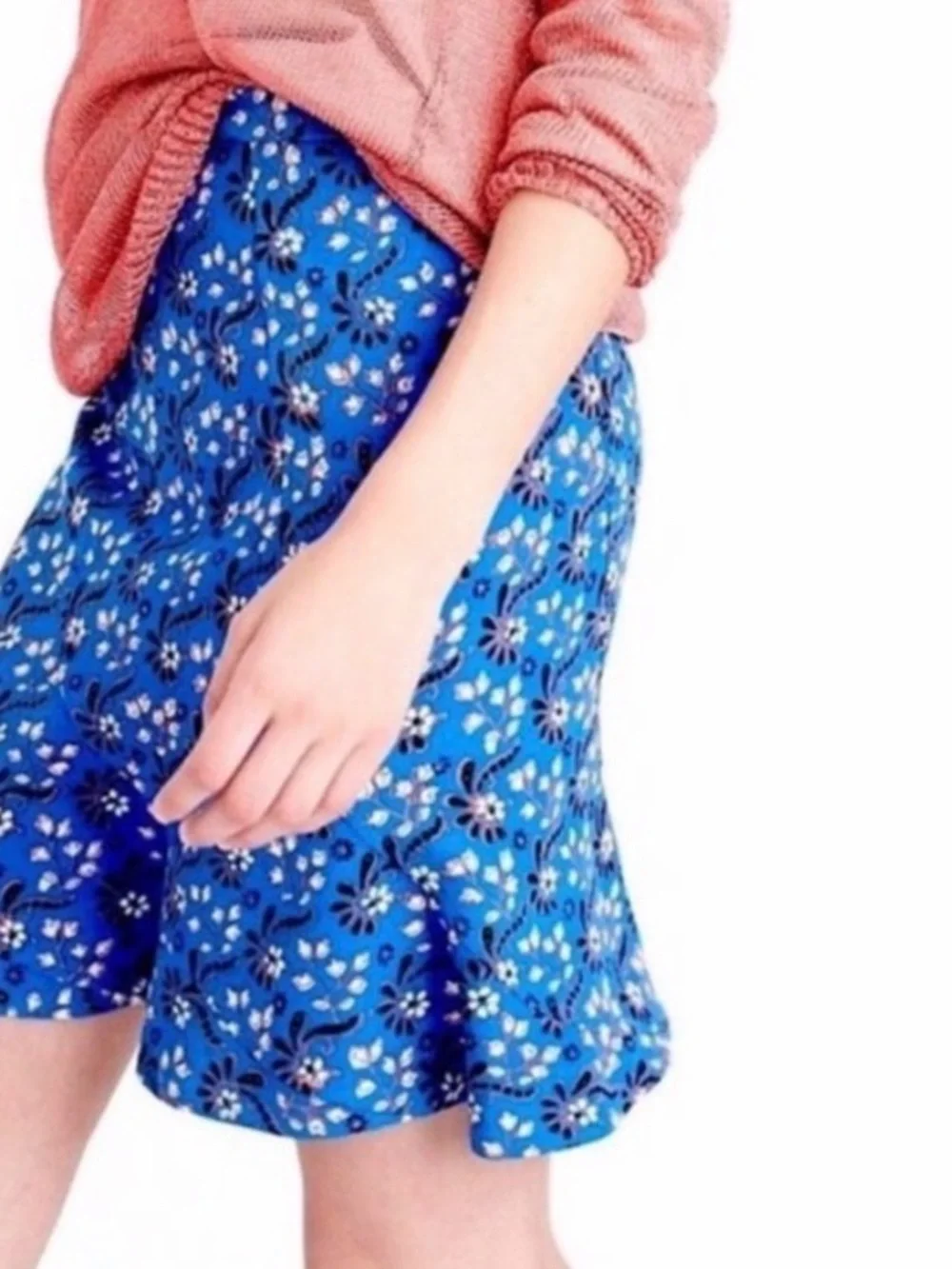 J.Crew Fluter Skirt Size 8 Bright Blue Floral Y2K Spring Lined Flirty Casual
